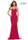Picture of: Elegant Ruched Strapless Gown with Deep V in Red, Style: 31226, Main Picture