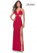 Picture of: Jersey Prom Dress with Side Cut Outs and Tie Back in Red, Style: 31292, Main Picture