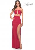 Picture of: Unique Jersey Gown with Front Cut Outs and Criss Cross Straps in Red, Style: 31293, Main Picture