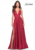 Picture of: A-Line Satin Gown with Deep V and Slit in Red, Style: 31533, Main Picture