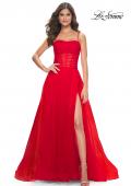 Picture of: A-line Square Neck Tulle Ballgown with Illusion Waist in Red, Style: 32017, Main Picture
