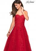Picture of: Strapless Tulle Prom Dress with Lace Appliques in Red, Style: 27269, Detail Picture 8