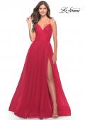 Picture of: Long Tulle A-line Gown with Side Slit and Pockets in Red, Style: 28561, Detail Picture 8
