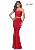 Picture of: Tube Top Two Piece Long Jersey Prom Dress in Red, Style: 28703, Detail Picture 8
