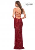 Picture of: Gorgeous Sequin Dress with V Neck and Open Back in Red, Style 29872, Detail Picture 8
