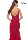 Picture of: Lace Dress with High Side Slit and V Neckline in Red, Style: 30767, Detail Picture 8