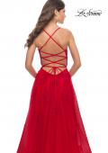 Picture of: A-line Tulle Gown with Floral Embroidery and Pockets in Red, Style: 31135, Detail Picture 8