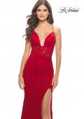 Picture of: Unique Stretch Lace Prom Dress with Sheer Bodice in Red, Style: 31249, Detail Picture 8