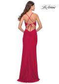 Picture of: Soft Jersey Dress with Knot Detail on Bust and Hip in Red, Style: 31516, Style: 31516