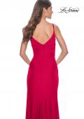 Picture of: Simple Jersey Gown with Deep V Neckline and Ruching in Red, Style: 32115, Detail Picture 8
