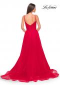 Picture of: Simple Tulle A-LIne Prom Dress with Ruched Illusion Bodice in Red, Style: 32130, Detail Picture 8