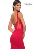 Picture of: Mermaid Jersey Gown with Bustier Top and Lace Up Back in Red, Style: 32268, Detail Picture 8