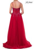Picture of: Beaded Tulle A-Line Gown with Sheer Corset Bodice in Red, Style: 33702, Detail Picture 8