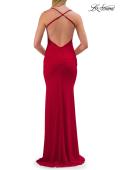 Picture of: Net Jersey Gown with Sheer Cutouts and Open Back in Red, Style: 33708, Detail Picture 8