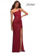 Picture of: Simple One Shoulder Long Sequin Evening Gown in Red, Detail Picture 9