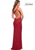 Picture of: One Shoulder Luxurious Soft Sequin Dress with Slit in Red, Style: 30562, Detail Picture 9