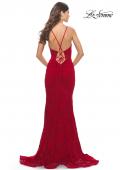Picture of: Unique Stretch Lace Prom Dress with Sheer Bodice in Red, Style: 31249, Detail Picture 9