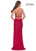Picture of: Cut Out Soft Jersey Dress with Lace Up Back in Red, Style: 31264, Detail Picture 9