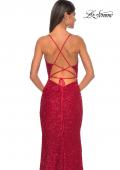 Picture of: Beaded Lace Long Dress with Illusion Bodice in Red, Style: 31359, Detail Picture 9