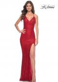Picture of: Stunning Long Gown with Rhinestone Embellished Fishnet in Red, Style: 31929, Detail Picture 9