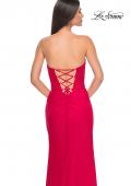 Picture of: Lace Bustier Strapless Dress with Ruched Jersey Skirt in Red, Style: 32234, Detail Picture 9
