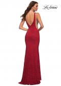 Picture of: Chic Stretch Lace Gown with Deep V Neckline in Red, Detail Picture 10