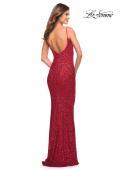 Picture of: Lovely Long Soft Sequin Dress with Scoop Neck in Red, Style: 30707, Detail Picture 10