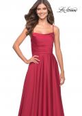 Picture of: A Line Satin Gown with Ruching and Square Neckline in Red, Style: 31105, Detail Picture 10
