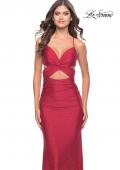 Picture of: Criss Cross Cut Out Rhinestone Jersey Dress in Red, Style: 31399, Detail Picture 10