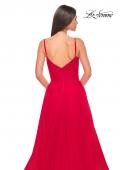 Picture of: Simple Tulle A-LIne Prom Dress with Ruched Illusion Bodice in Red, Style: 32130, Detail Picture 10
