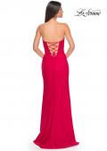 Picture of: Lace Bustier Strapless Dress with Ruched Jersey Skirt in Red, Style: 32234, Detail Picture 10