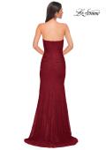 Picture of: Simple Long Stretch Lace Prom Dress with Ruching in Red , Style 32773, Detail Picture 10