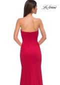 Picture of: Simple Strapless Jersey Dress with Criss Cross Bodice in Red , Style 32863, Detail Picture 10