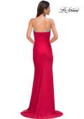 Picture of: Ruched Long Prom Dress with Rhinestone Bra Style Top in Red , Style 32939, Detail Picture 10