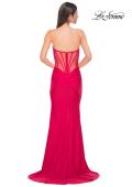 Picture of: Strapless Corset Style Prom Dress with Illusion Back in Red , Style 32941, Detail Picture 10