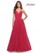 Picture of: Long Tulle A-line Gown with Side Slit and Pockets in Red, Style: 28561, Detail Picture 11