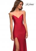 Picture of: Rhinestone Strap Simple Long Jersey Dress in Red, Style: 30435, Detail Picture 11