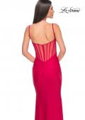 Picture of: Illusion Back with Boning Detail on Jersey Prom Dress in Red, Style: 32153, Detail Picture 11