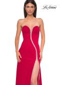 Picture of: Fabulous Jersey Dress with Rhinestones Lining the Top and HIgh Slit in Red , Style 32854, Detail Picture 11