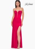 Picture of: Strapless Corset Style Prom Dress with Illusion Back in Red , Style 32941, Detail Picture 11