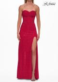 Picture of: Strapless Rhinestone Corset Gown with Sweetheart Neckline and High Slit in Red, Style: 33304, Detail Picture 11