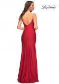 Picture of: Rhinestone Strap Simple Long Jersey Dress in Red, Style: 30435, Detail Picture 12