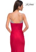 Picture of: Ruched Long Prom Dress with Rhinestone Bra Style Top in Red , Style 32939, Detail Picture 12