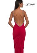 Picture of: Ruched Long Prom Dress with Low Back and Rhinestone Details in Red , Style: 32970, Detail Picture 12
