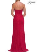 Picture of: Strapless Rhinestone Corset Gown with Sweetheart Neckline and High Slit in Red, Style: 33304, Detail Picture 12