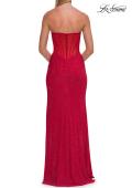 Picture of: Strapless Rhinestone Gown with Keyhole Cutout and Corset Back in Red, Style: 33354, Detail Picture 12