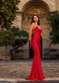 Picture of: Ruched Jersey Gown with Crisscross Open Back in Red, Style: 33723, Detail Picture 12, Landscape