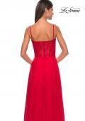 Picture of: Chiffon and Lace Gown with Bustier Top in Red, Style: 32276, Detail Picture 14