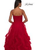 Picture of: Ruffle Tulle Dress with Unique Skirt and Illusion Corset Bodice in Red, Style: 32719, Detail Picture 14