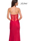 Picture of: Intricately Ruched Strapless Prom Dress with Unique Deep V in Red , Style 32923, Detail Picture 14
